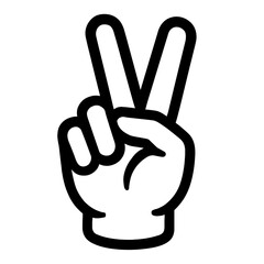 Outline Peace or Victory Sign Hand Gesture Icon Vector - Symbolizing Harmony and Success