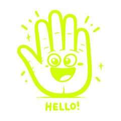 hand saying hello, cartoon vector illustration