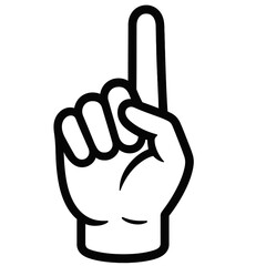 Outline Index Finger Pointing Up Icon Vector - Signifying Number One, Attention, and Direction