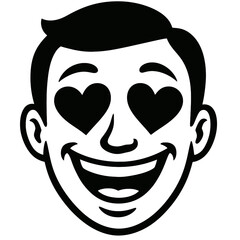 Copilot_20250717_144434.aiRetro Love Struck Happy Man Face with Heart Eyes Vector - Expressing Affection and Adoration