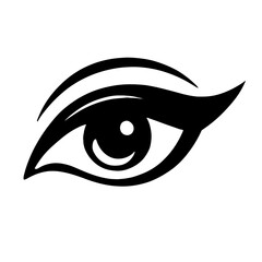 Bold Black Stylized Human Eye Vector Icon - Symbolizing Vision, Surveillance, and Beauty