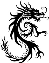 Fototapeta premium Tribal Dragon Tattoo Silhouettes