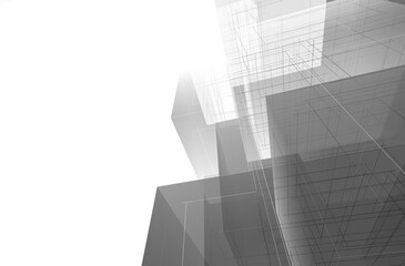 Fototapeta premium Abstract buildings 3d. Architectural background 