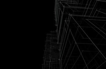 Abstract buildings 3d. Architectural background 