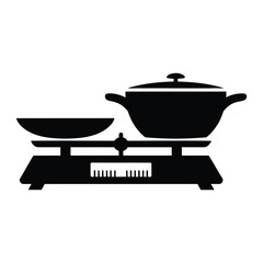 Kitchen Scale Silhouette, Vector, Illustration, Outline, Line Art, Icon, White Background.