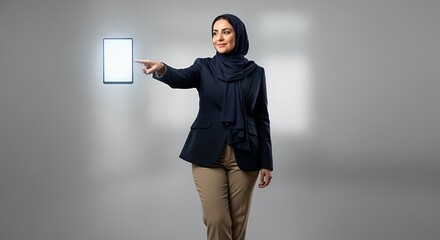 Confident Muslim Businesswoman using Technology