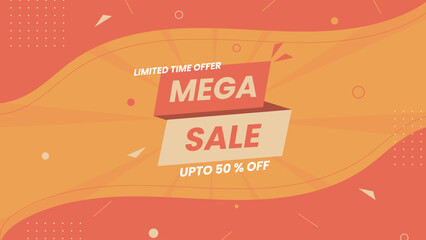 Mega sale background featuring bold text on dynamic orange waves perfect for discount banners ecommerce promotions online ads and limited time shopping offers