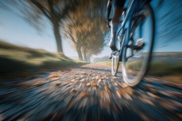 Bicycle Pedal in Motion on Autumn Countryside Road