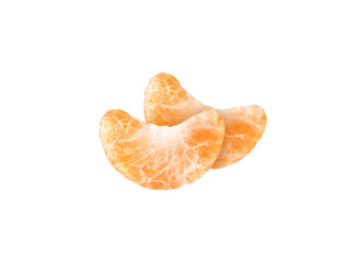 Realistic mandarin segments on a transparent background