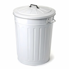 White Metal Trash Can: Lidded Waste Bin for Home or Office