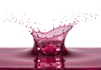 A splash of red liquid resembling wine isolated on transparent background