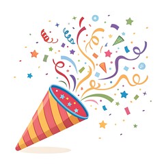 Celebration Party Popper Colorful Confetti Explosion