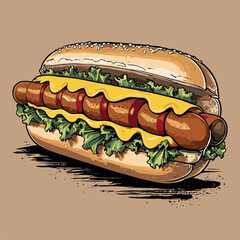 The hotdog vector is made in great detail