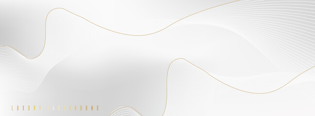 Abstract luxury white gold line wave with minimalist white grey gradient color background, Suitable for posters, banners, awards, advertisements, poster, banner.