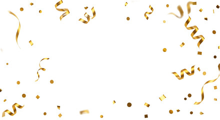 Elegant golden celebration fragments floating with transparent background