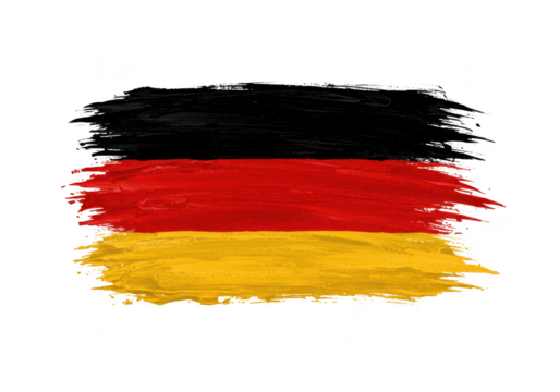 The german flag painted with brush strokes isolated on transparent background