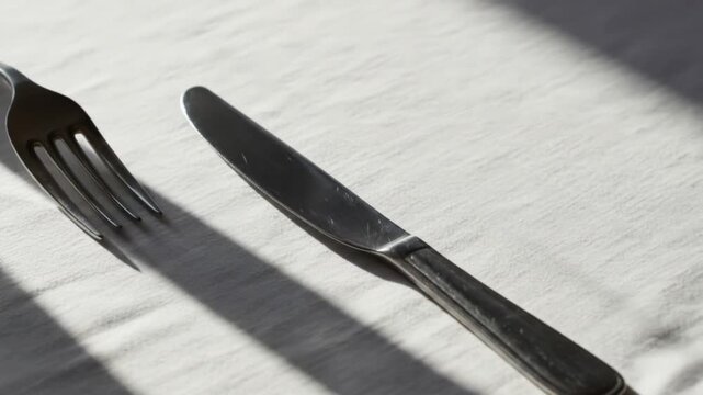 Silverware duo on textured cloth