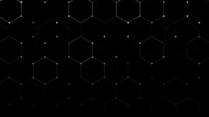 Black background with hexagon pattern animation light futuristic technology illustration - Powered by Adobe