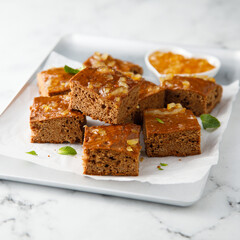 Gingerbread cake with orange marmalade
