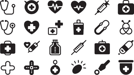 Collection of medical and healthcare icons for digital use