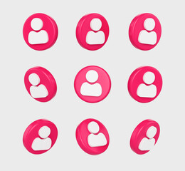 3D User profile icons, representing account, or person in digital platforms.3d illustration