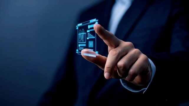 Businessman gesturing confidently in a professional setting