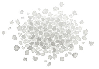 A pile of salt crystals sits isolated on transparent background, showcasing their intricate texture and natural composition