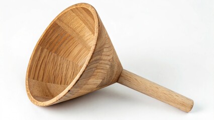 A decorative wooden funnel isolated on white background