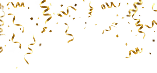 Elegant golden celebration fragments floating with transparent background