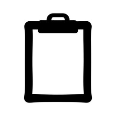 Illustration of a black clipboard with rounded edges and a blank page