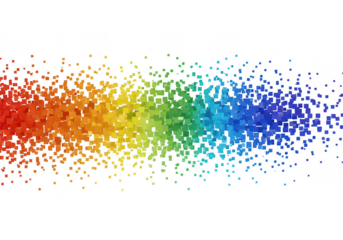 A vibrant rainbow of colorful dots creates an abstract and modern background isolated on transparent background