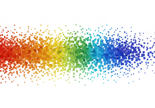 A vibrant rainbow of colorful dots creates an abstract and modern background isolated on transparent background