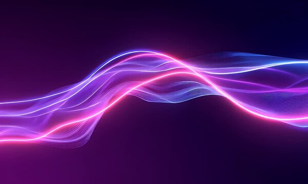 Abstract Purple Pink Neon Glowing Wave Background