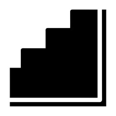 Simple black and white illustration of ascending steps with corner frame