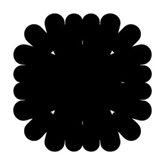 Symmetrical Black Shape with Lobed Edges and Minimalist Interior Details