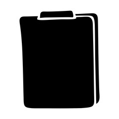 A black cartoon folder with a white outline for storing documents