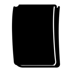 Stylized Silhouette of a Closed Book with Rough Edges and White Highlights