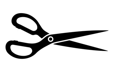 Black icon of open scissors without background