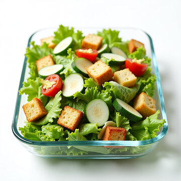 Fresh Caesar Salad with Croutons and Parmesan Cheese