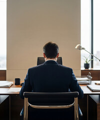 businessman in front of his team