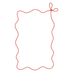 Whimsical red ribbon frame with coquette bow. Hand-drawn decorative border in romantic feminine style. Perfect for girly notes, digital scrapbooking, greeting cards, and packaging design.