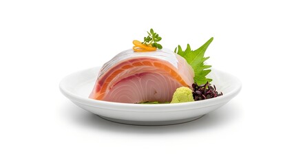 eye level of sashimi on isolated on white background 
