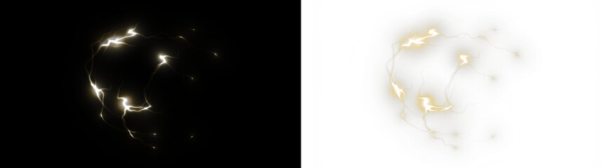 Electricity, energy, plasma, gold, lightning — abstract glowing PNG sphere with explosive energy core. Use this Overlay for sci-fi power bursts, fantasy magic, or tech illustrations. © Александр Куспляк