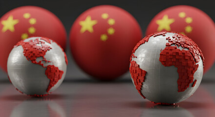 Global impact of Chinese economy, international trade and world markets, showcasing economic growth and global influence of China's economic power.