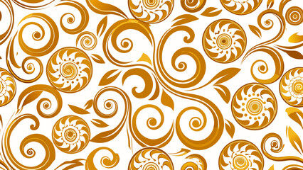 Swirl ornament seamless floral patterns golden colors isolated white backgrounds for floral wallpapers the bedroom, patterned fills, gold, clothes, elegance, elegant, graphic, invitation, minimal, 