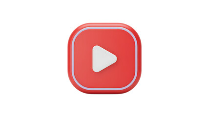 Modern Red Play Button Icon with Subtle Light Blue Outline and Black Background for Streaming Services and Online Video Platforms