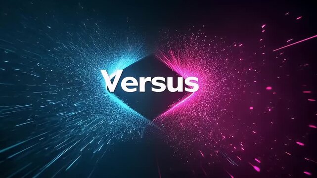 Abstract Versus Graphic with Blue and Pink Energy Streams on Dark Background