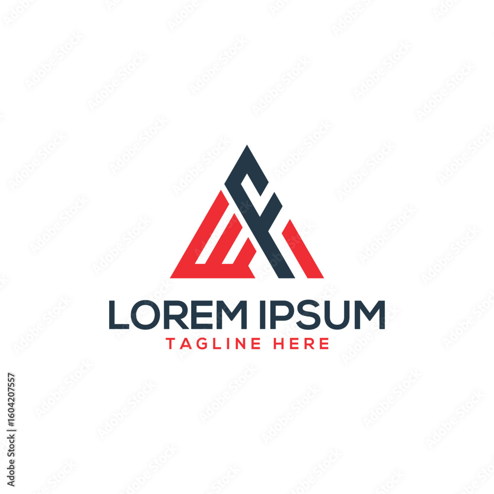 Fototapete letter mark wf logo design triangle shape abstract mark modern minimal design