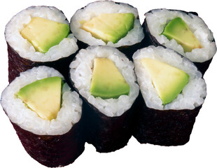 Japanese dish, Makizushi, (Rolled) using avocado. © Stuwdamdorp