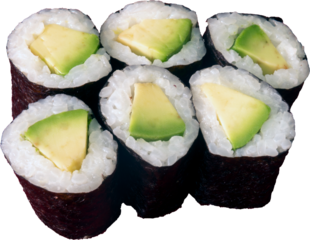 Japanese dish, Makizushi, (Rolled) using avocado.